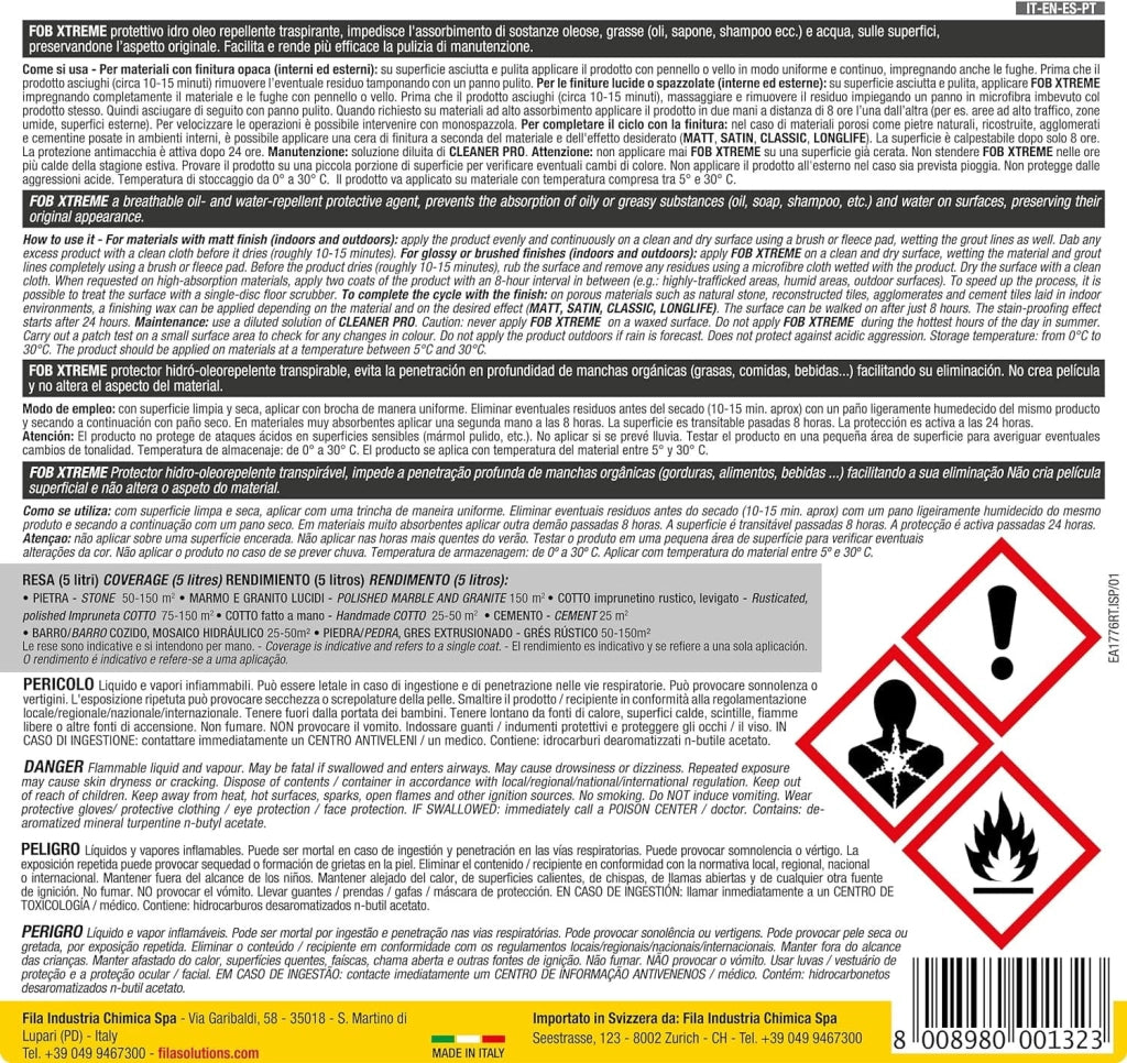 Fila Fob Xtreme Lt.1 Protettivo Antimacchia Per Superfici Non Lucide Base Solvente
