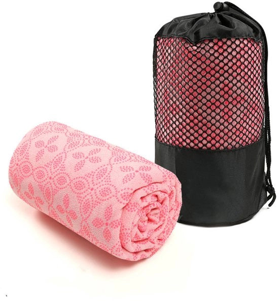 Asciugamano per yoga - Asciugamano per tappetino di yoga - Assorbente e antiscivolo per yoga caldo, pilates e allenamenti - 183x63cm con punte antiscivolo (rosa)