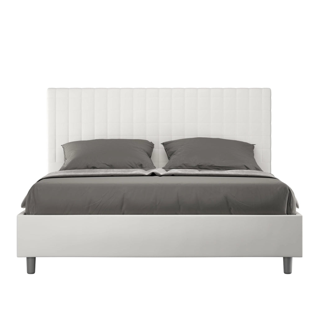 Letto Matrimoniale Large 180x200 cm con Rete e Contenitore Sunny Bianco