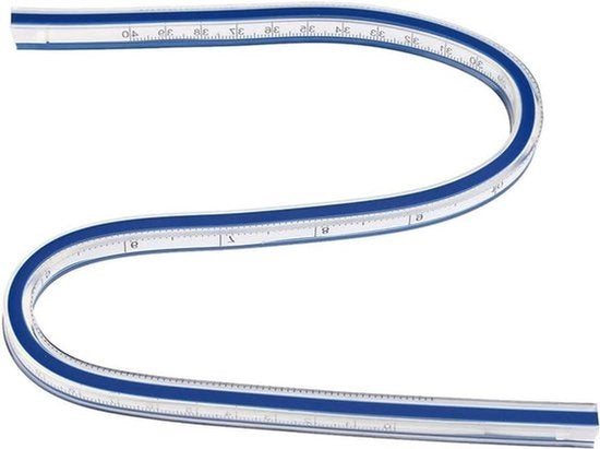 Liniaal Flessibile Curvo - Strumento di Misura - Resistenze - 40cm - Bifacciale - CM e Pollici - Tecnica - Disegno - Grafica - Abbigliamento - Liniaal Plastico con Curva Flessibile per Diverse Finalità
