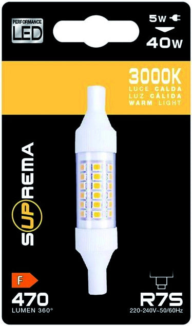 Suprema LAMPADA LED LINEARE R7S mm. 78, Luce naturale 4,8 W - 470 lumen 12.00 pz
