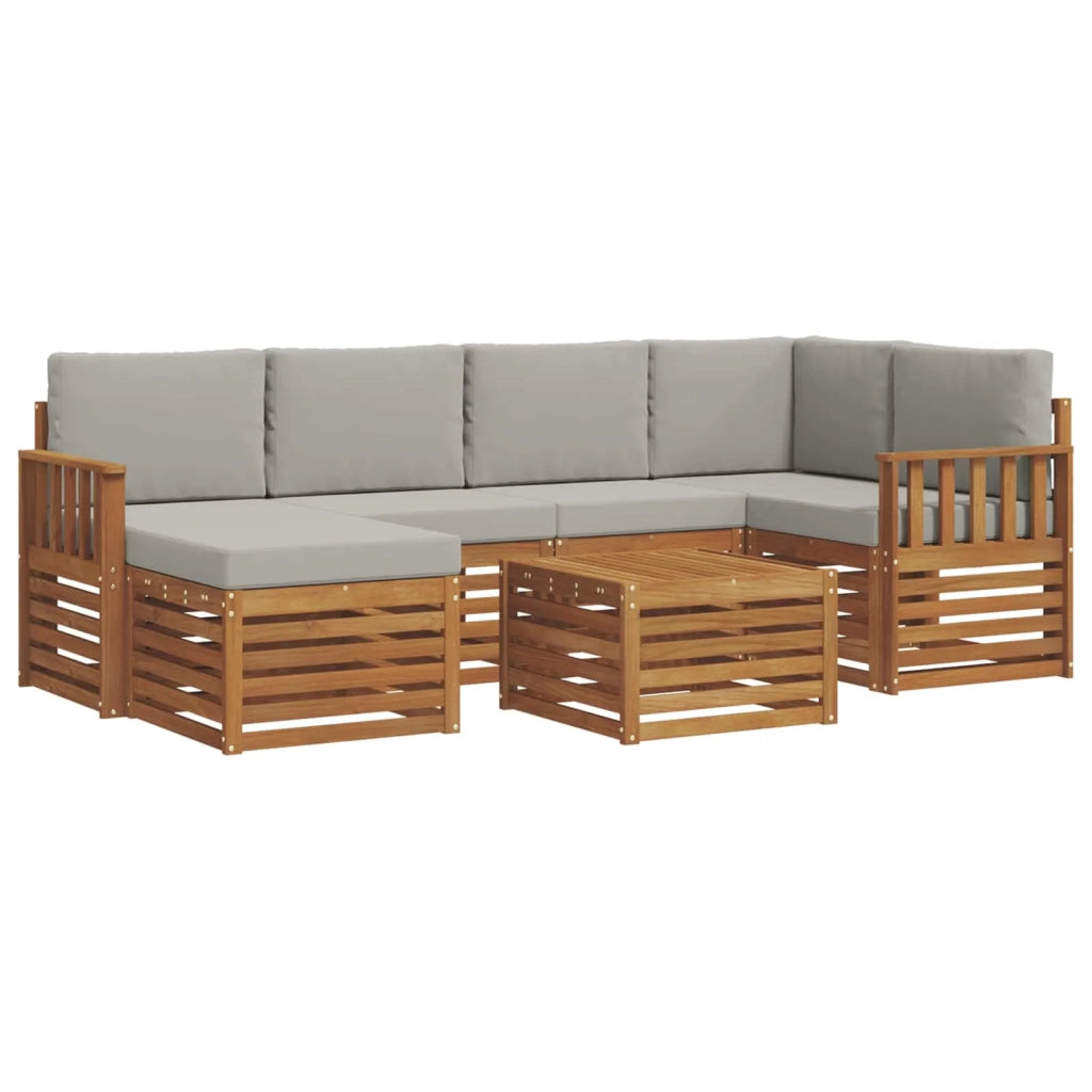 Set divano sezionale con cuscino 7 pcs Grigio Naturale e Chiaro 3375121