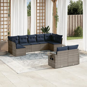Set Divani da Giardino 9 pz con Cuscini Grigio in Polyrattan 3220620