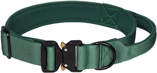 Cinturone militare adattabile per cani da addestramento, con manopola di regolazione e pesante chiusura metallica - taglia L, verde