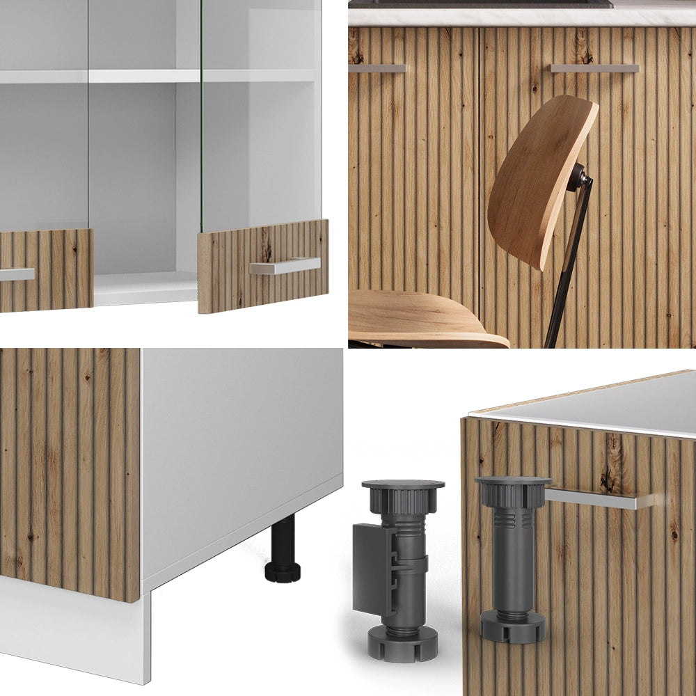 Vicco Cucina monoblocco Rovere artigianale/bianco 140 cm senza piano di lavoro