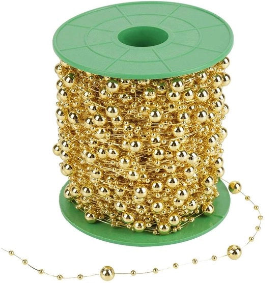 Fili di Perle Solidi 60 m - Perle Artificiali Lucenti - Slinga per Perle - Decorazione per Matrimoni - Attività Artigianali - Alta Qualità - Corda Decorativa