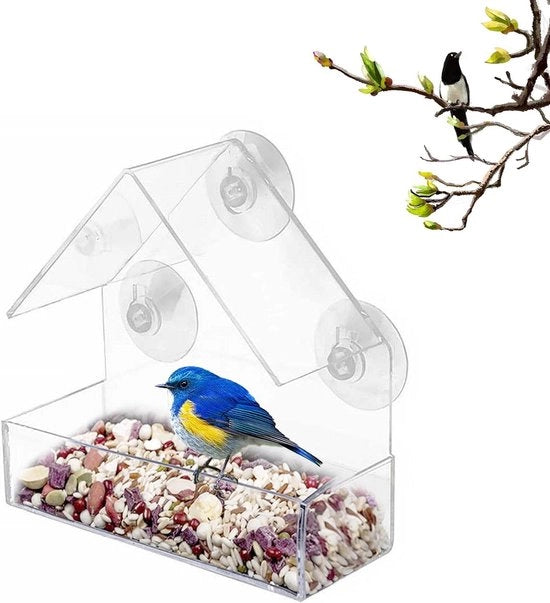 Casa alimentatore per uccelli - Casa per uccelli - Con apertura per l'accesso - Uccelli attratti - Casa alimentatrice per uccelli da appendere alla finestra - Translucido