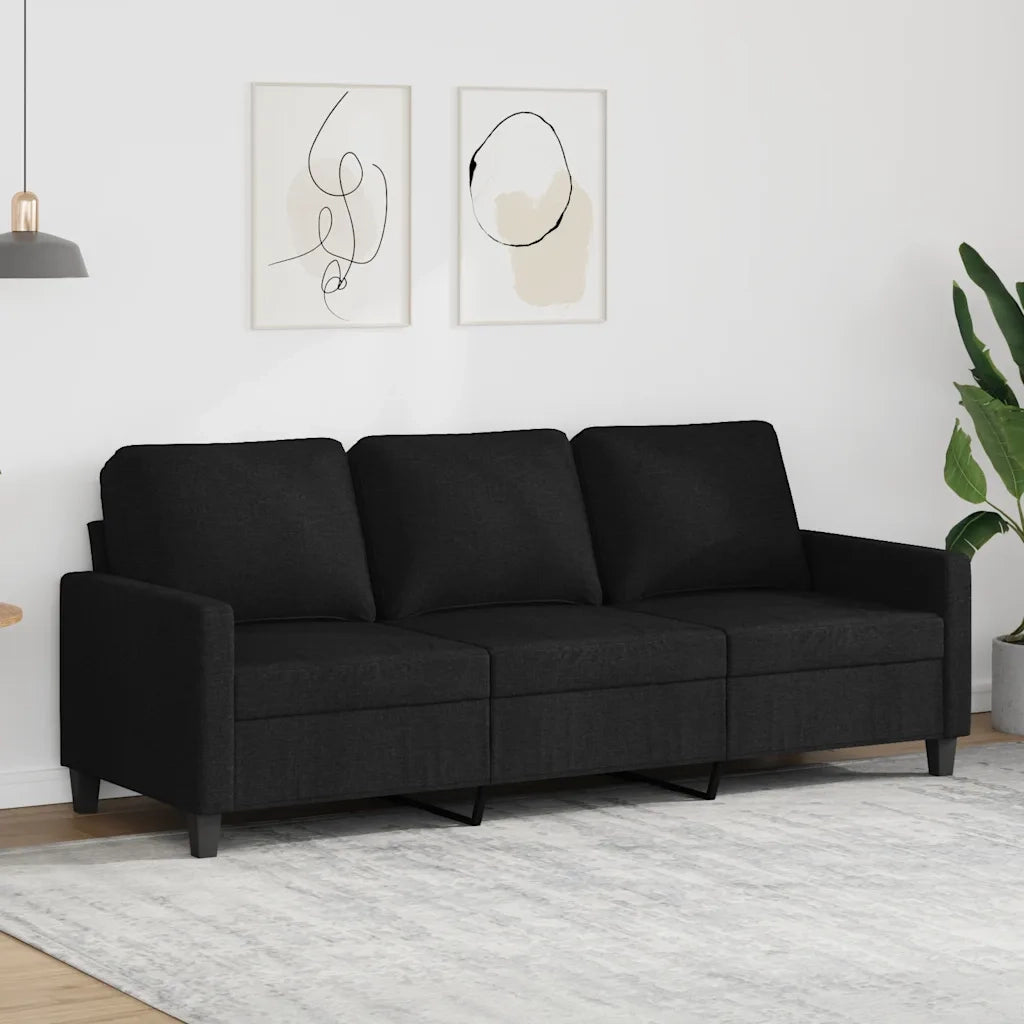 Divano a 3 Posti Nero 180 cm in Tessuto 359175