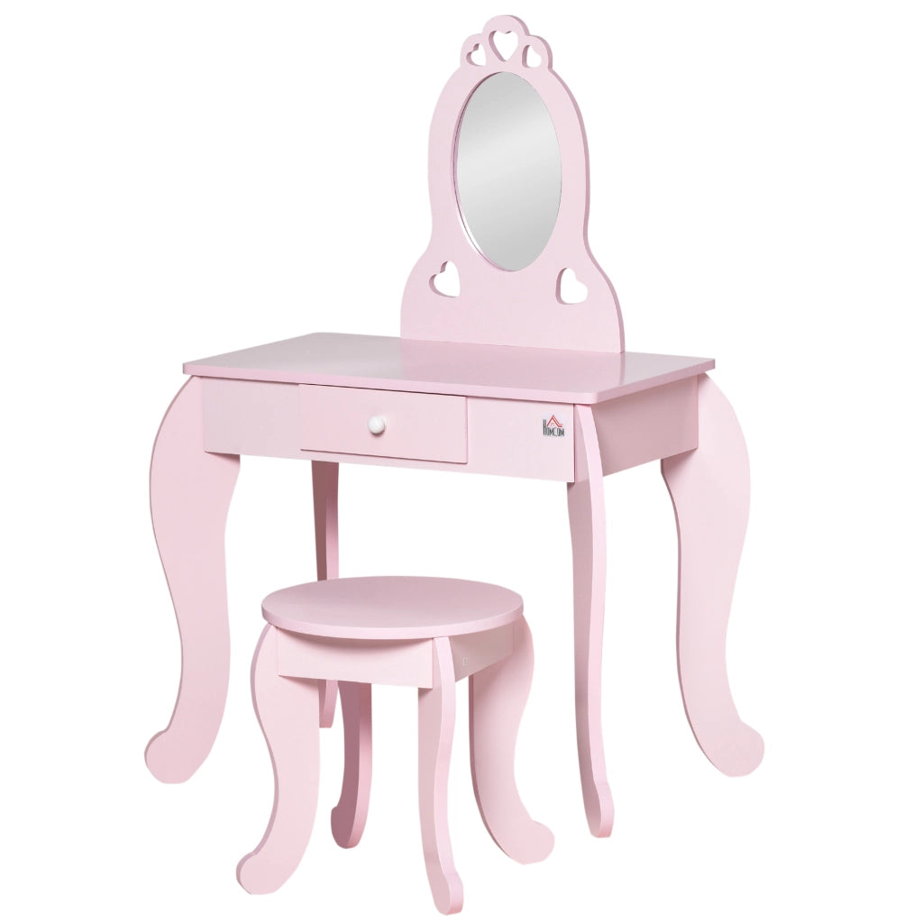 Cassettiera con Specchio per Bambini ¨C Minimal ¨C Rosa, MDF, 60x36x88 cm