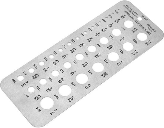 Maniglie di acciaio inossidabile - misuratore di diametro della vite a dente di sega - 29 misure.
