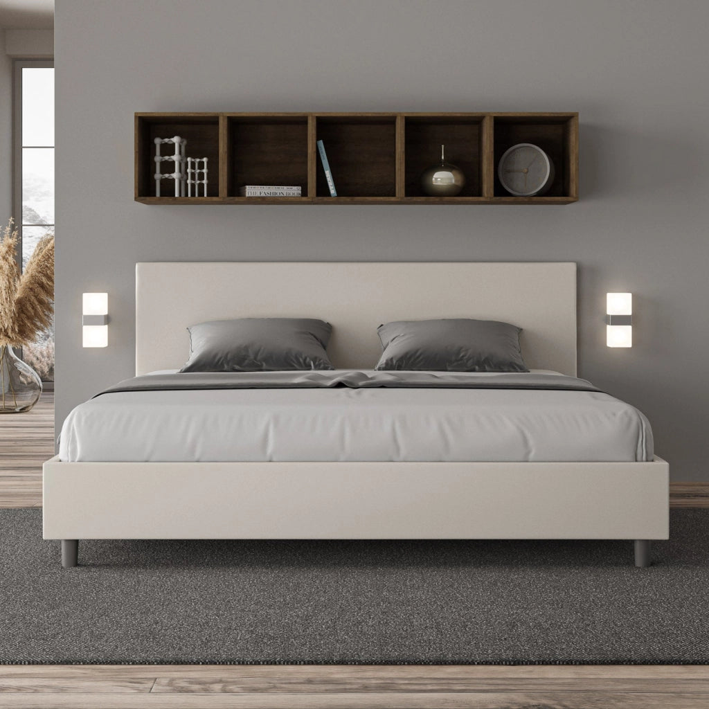 Letto Matrimoniale Extra Large 200x210 cm con Rete Adele Bianco