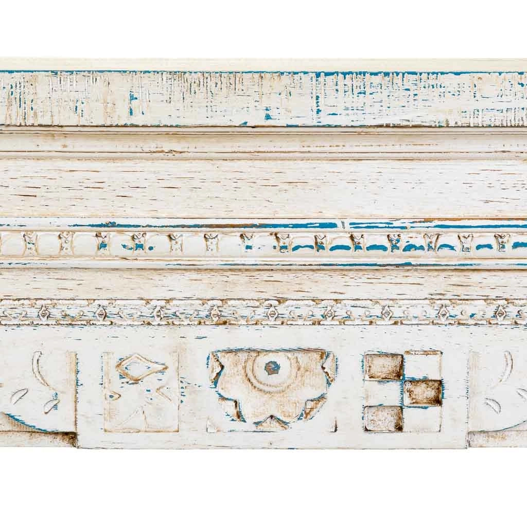 Cornice camino in legno bianco 100x30x110h