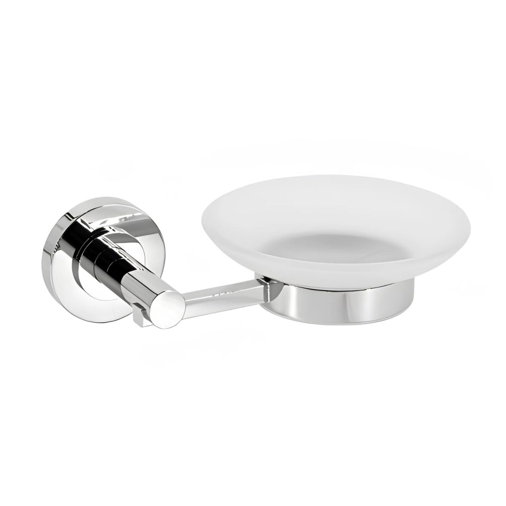 Porta sapone per bagno in ottone cromato lucido e vetro satinato jaguar *** finitura- cromo lucido, confezione 1