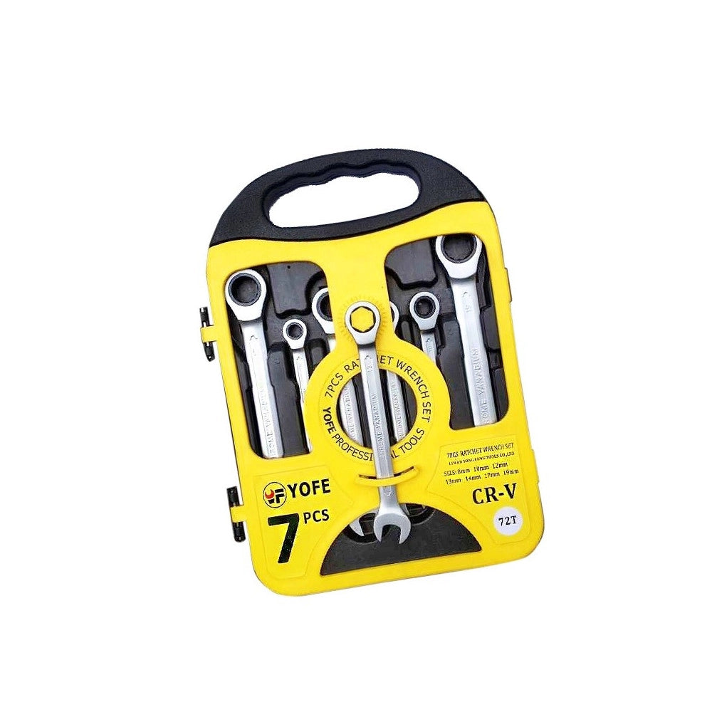 Trade Shop - Serie Set Kit 7 Chiavi Combinate A Cricchetto Flessibili In Valigetta Trasporto -