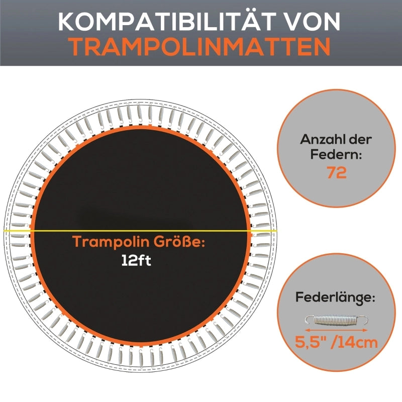 Telo elastico per trampolino rotondo Ø323 cm con 72 anelli a V, polipropilene, arancione