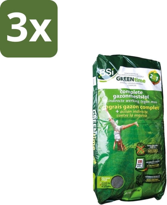 Gazonmeststof organico-minerale - Lotta all'erbicidio indiretta - 20 kg (200 m²) - Confezione in bulk - 3 pezzi