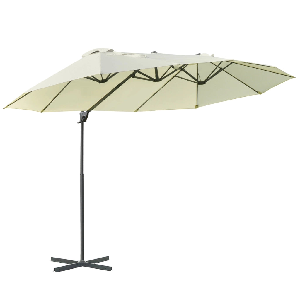 EasyComfort Ombrellone Doppio in Acciaio e Poliestere Anti-UV Impermeabile, 445x270x260cm, Beige