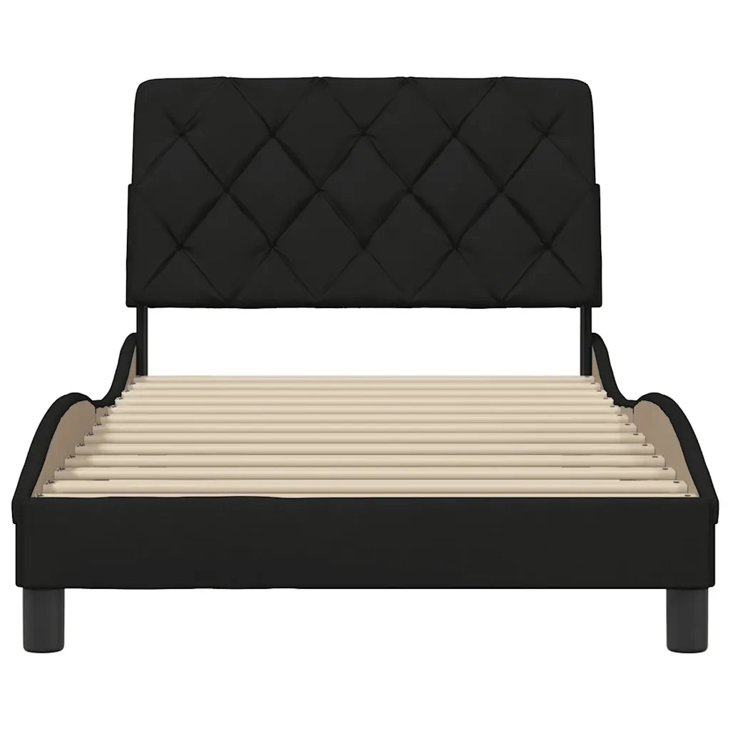 Letto singolo | Letto per adulti | Giroletto senza Materasso Nero 100x200 cm in Tessuto