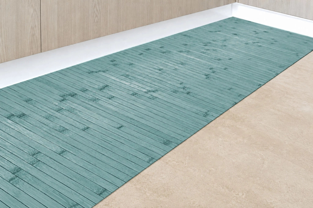 Tappeto Passatoia In Vero Bamboo Tappeto Cucina Ingresso In Legno Antiscivolo Aderente Lavabile E Antimacchia Tagliabile  Acqua - 50x300 cm