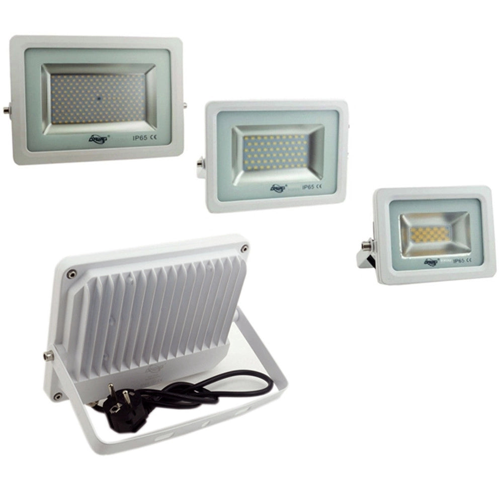 Trade Shop - Faro Faretto Led Smd 10w 20w 30w 50w 100w Ultra Slim Da Esterno Colore Bianco -  100 Watt