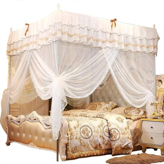 Postiglie per letto a quattro angoli in lusso - Tende per letto - Rete per tre finestre - Tenda per letto - Abbigliamento da letto - Regalo per bambine camera da letto decorazione - 150 * 200 * 200
