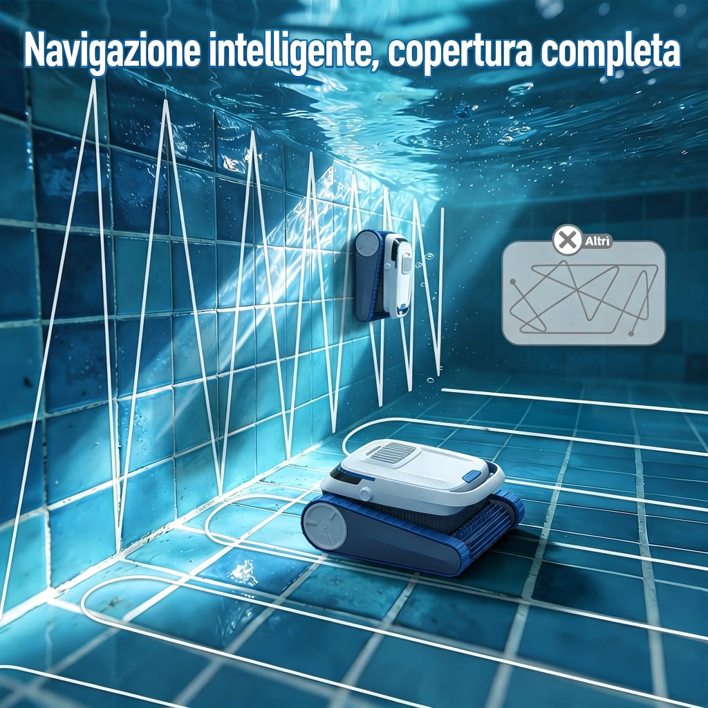 Robot per piscina 5200mAh 120min 3 Motori 3 Modalità Pulizia Auto/Fondo/Muro APP Smart
