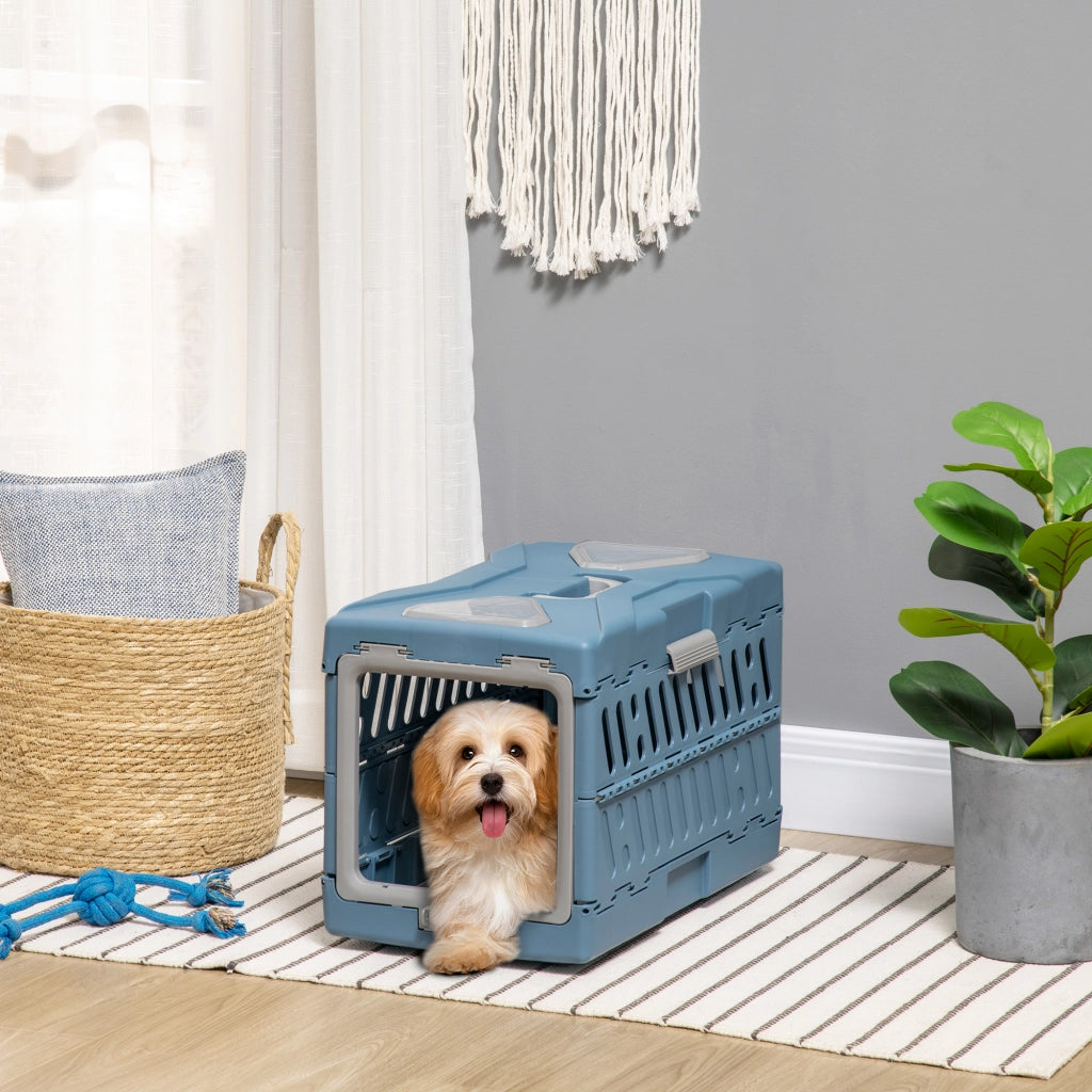 Easycomfort Trasportino per Cani e Gatti Pieghevole e Convertibile in Cuccia, 56x31x37cm, Blu