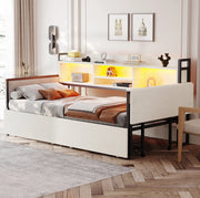 Letto 90x200 cm con scrivania estraibile; LED e cassetti