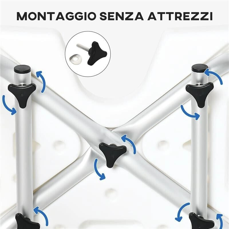 SEDIA PER DOCCIA PER ANZIANI, DISABILI E DONNE INCINTE IMBOTTITA CON FORMA A U, 54X52X70-82CM, BIANCO
