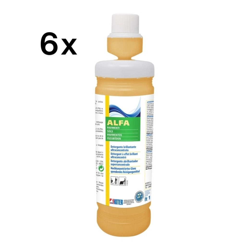 Alfa 1 Litro x 6 pz, Detergente Ultraconcentrato Pavimenti Effetto Brillante | Kiter
