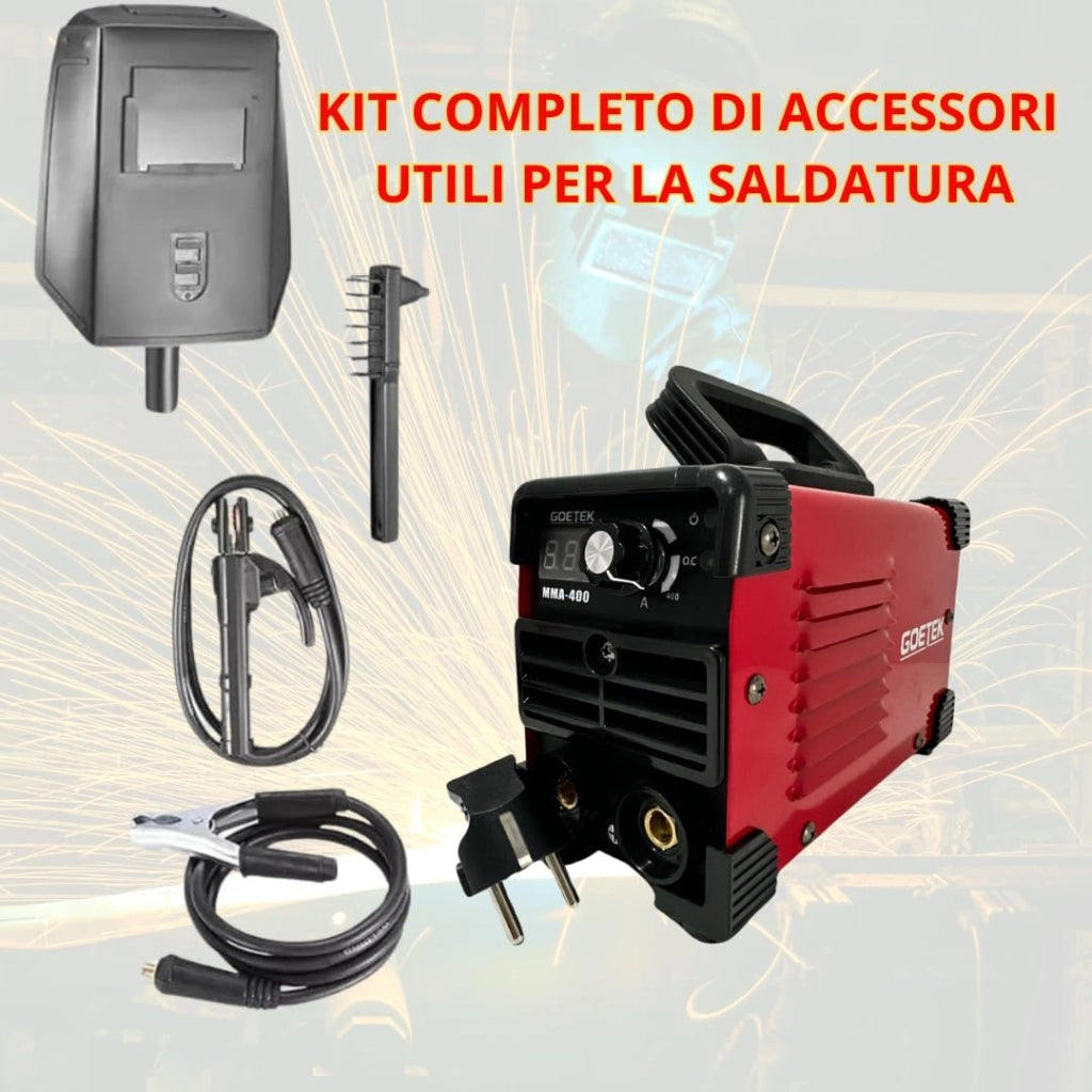 Mini Saldatrice Inverter MMA 400A Ultra Compatta | IGBT DC, VRD, Display LED