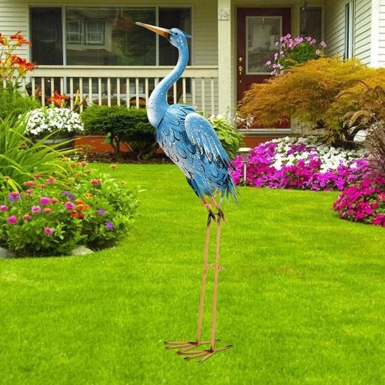 Decorazione metallica di un uccello re di corvo re di corvo per la decorazione della giardino: decorazione di un uccello blu in piedi per la camera da letto, figure per regali per donne / uomini / mamma decorazione della giardino, balcone, camera