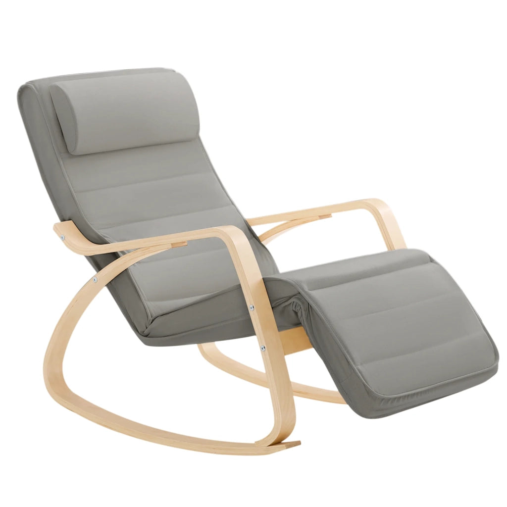 Sedia A Dondolo Poltrona Relax Poltroncina Poggia Gambe Regolabile Grigio FST16-DG