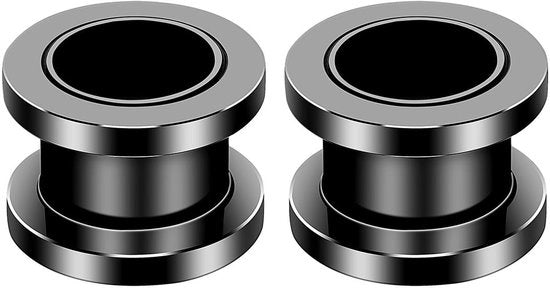 Orecchini da piercing in acciaio inossidabile - 2 pezzi - Nero - Diametro interno 8 mm - Ideali per le feste - Garanzia di soddisfazione - Orecchini da piercing
