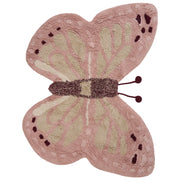 Tappeto per bambini rosa in cotone tuftato a forma di farfalla 90 x 120 cm