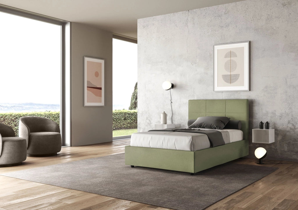 Letto 1 Piazza e Mezzo 120x190 cm con Rete Mika Tè verde