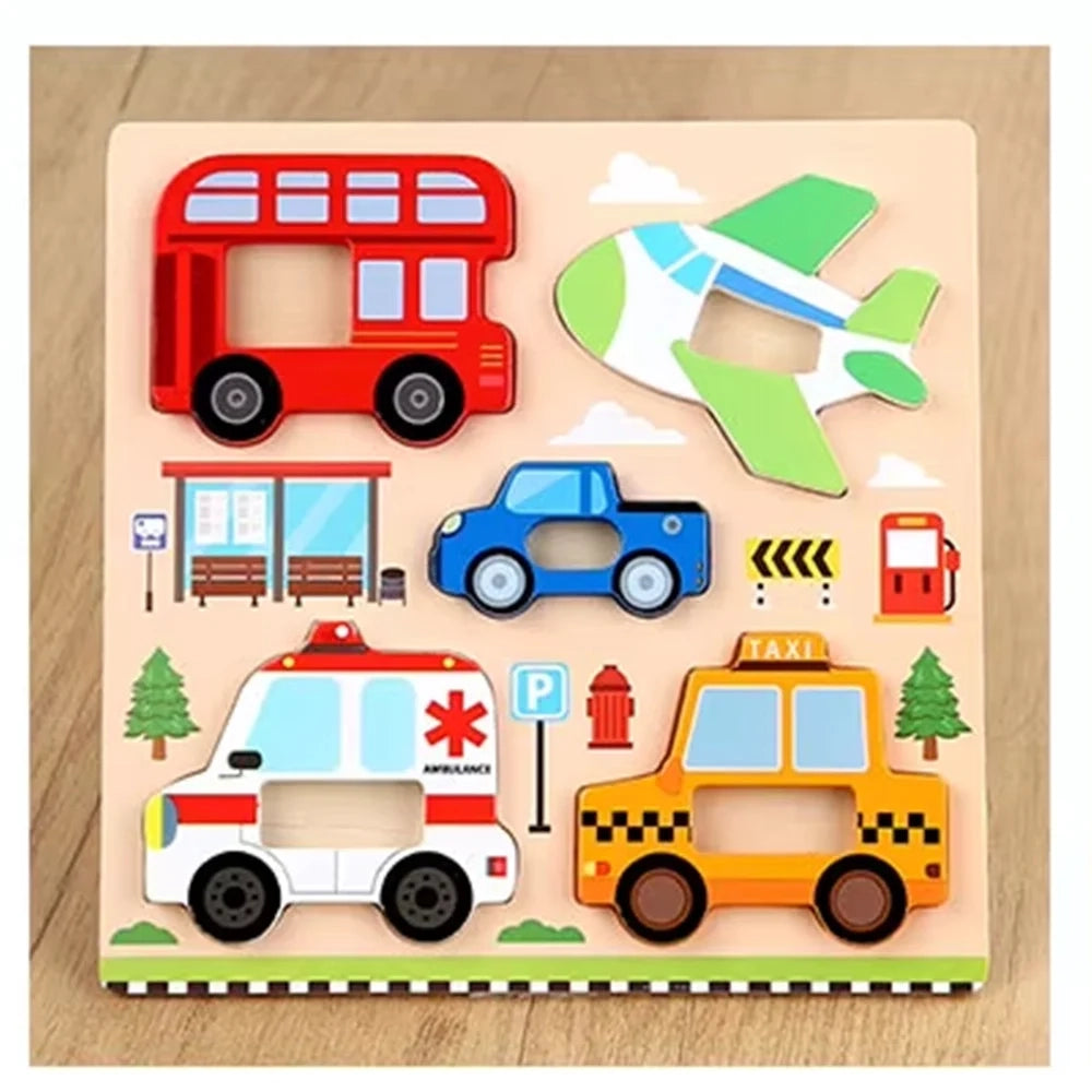 Trade Shop - Puzzle A Incastro Tema Mezzi Trasporto Gioco Legno Per Bambini Educativo 2 Modelli 32342 -