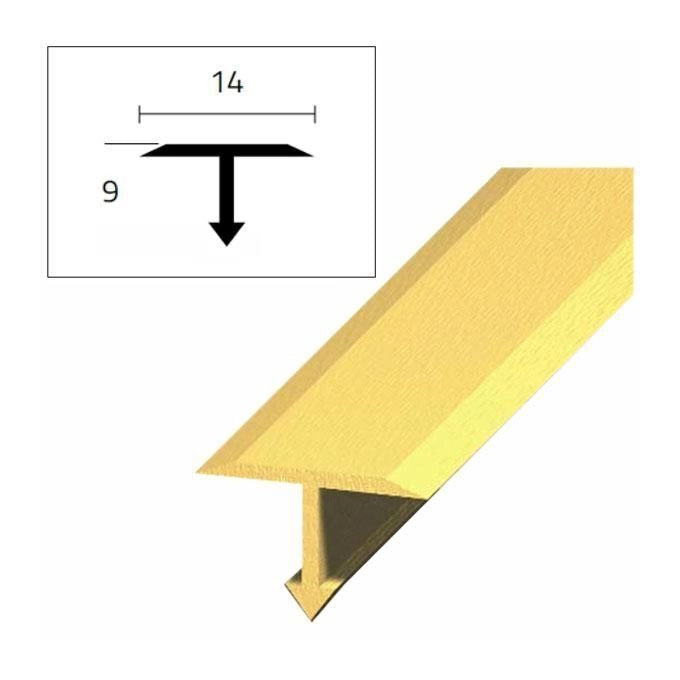 Arcansas Profilo a T in Ottone Lucidato Passatoia per Pavimenti 14x9 mm 90 cm