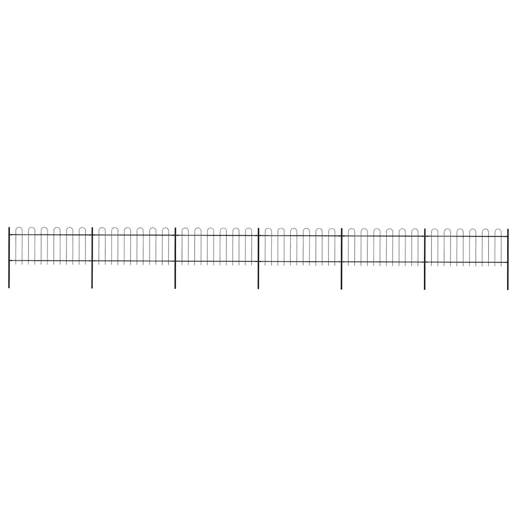 Recinzione da Giardino | Recinzione da cortile con Parte Superiore ad Anello in Acciaio 1070x80 cm Nera