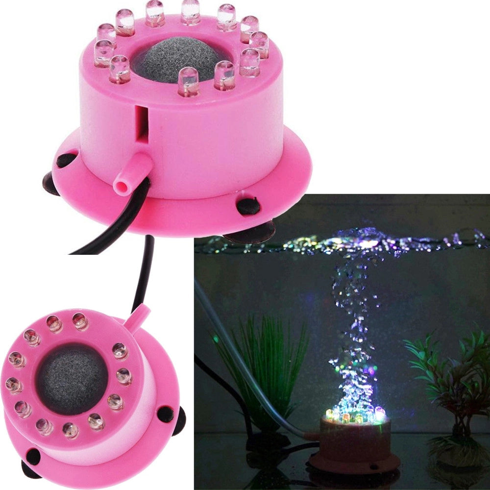 Trade Shop - Luce 12 Led Rgb Acquario Con Bolle Aria Pietra Porosa Pesci Piante Decorazione -