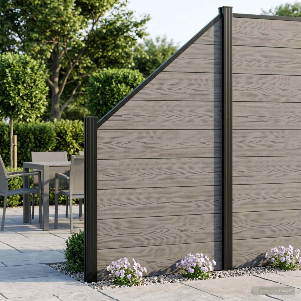 Set di Recinzione 1830 x 186 cm WPC e Alluminio Grigio 3429411
