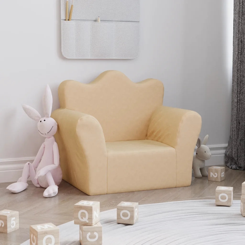 Divano per Bambini Crema in Morbido Peluche 357043