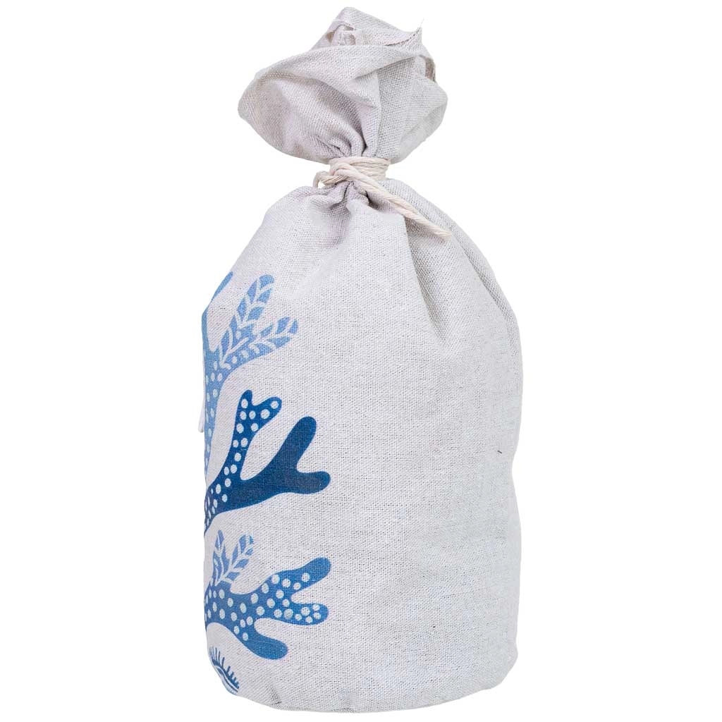 Fermaporta in cotone con alghe blu, 12x12x26h cm
