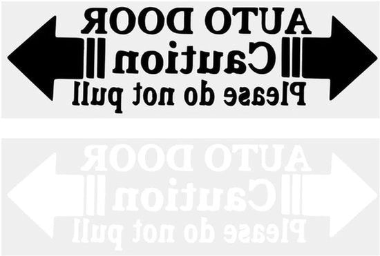 Sticker di avviso per porte auto - 4 pezzi 20 x 6 cm - Adesivo autoadesivo - Idoneo per porte auto - Acqua resistente - Rimosso - Bianco e nero - Adesivo autoadesivo - Waarschuwingsbord - Sticker - 4 pezzi 20 x 6 cm