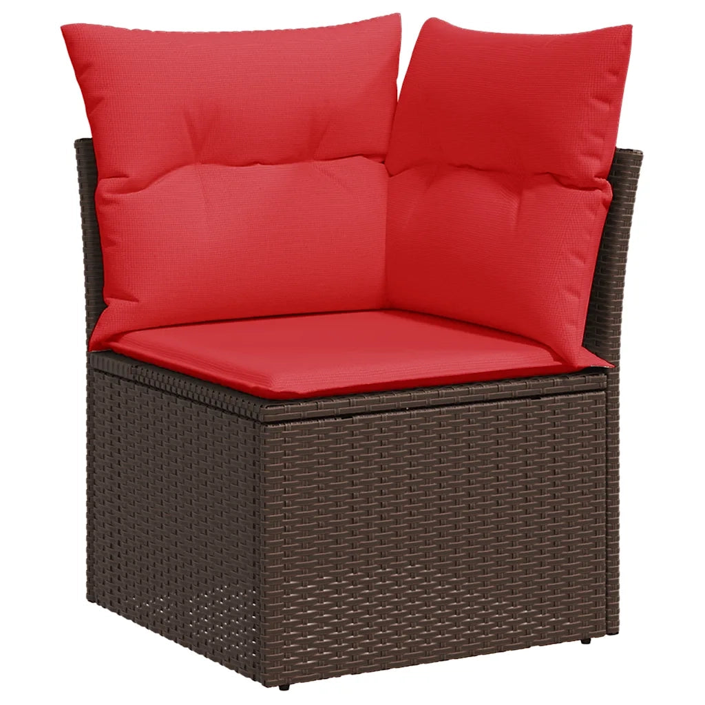 Set Divani da Giardino 4 pz con Cuscini Marrone in Polyrattan 3222473