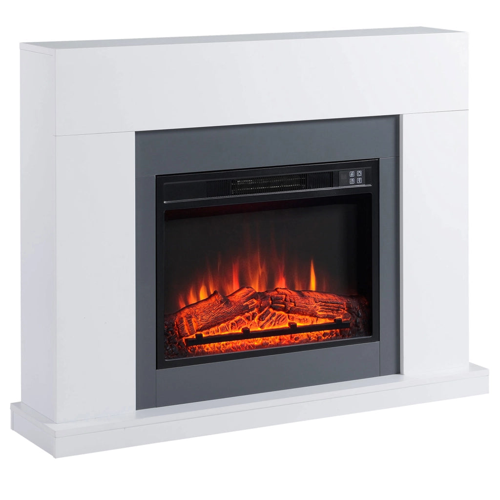 Easycomfort Camino Elettrico a Parete con LED Effetto Fiamma e Timer, Copertura 37m², 2000W - Bianco