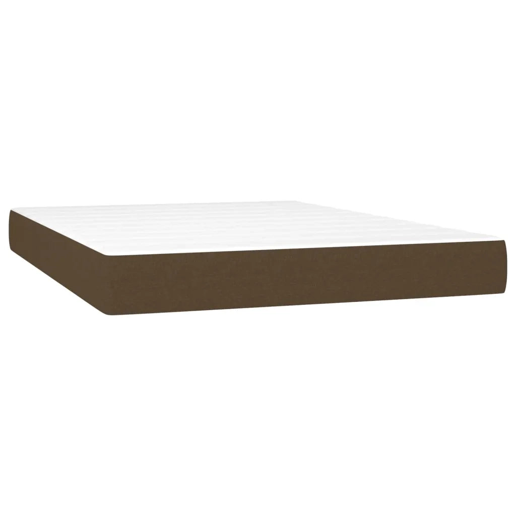Letto a Molle Materasso e LED Marrone Scuro 140x200 cm Tessuto