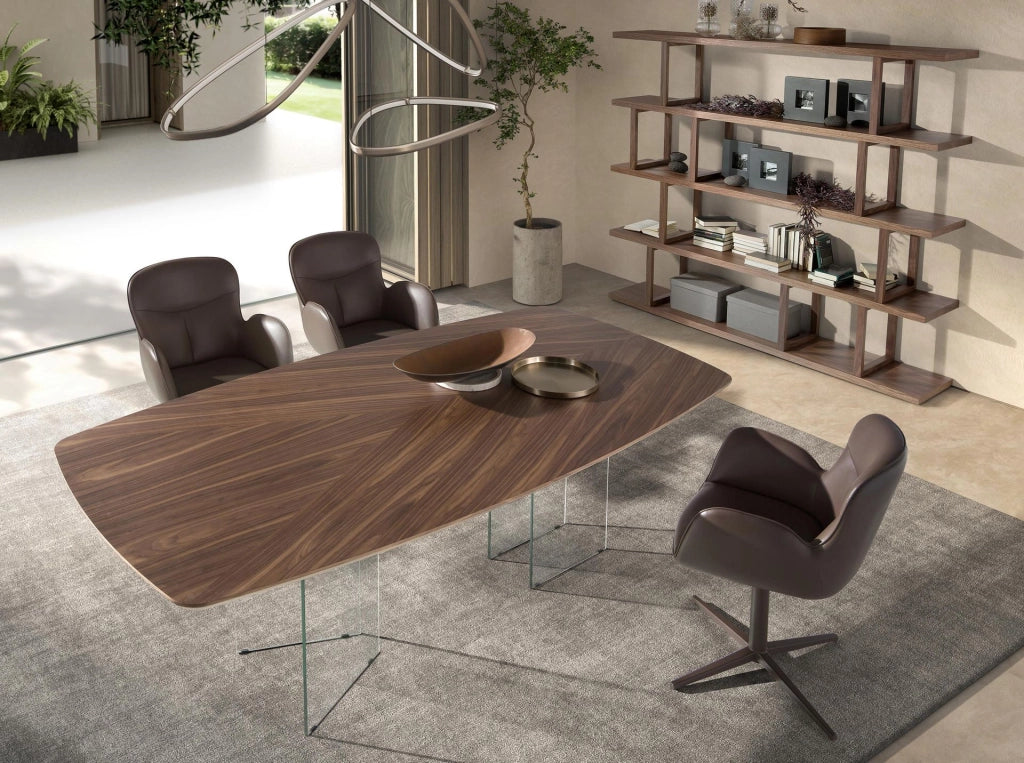 Sedia girevole in similpelle color marrone cioccolato