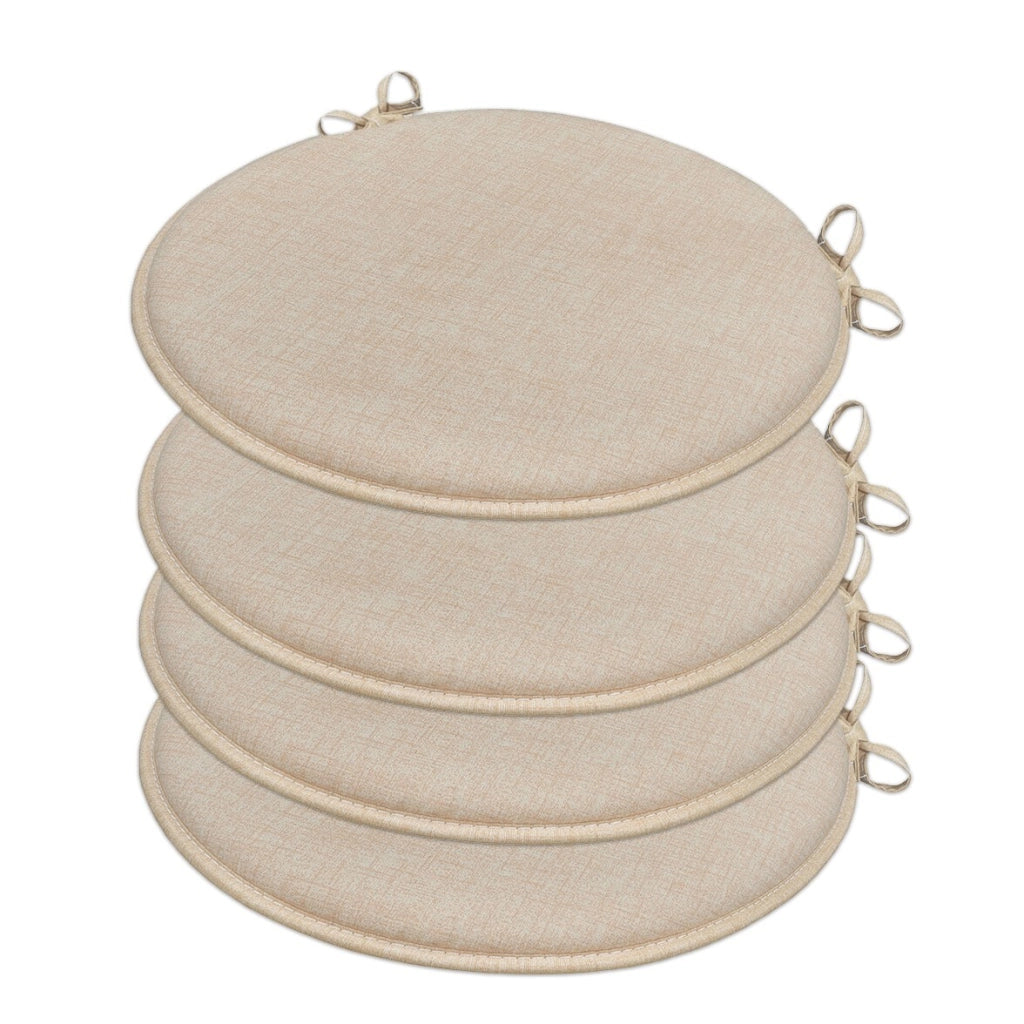 Set 4 Cuscini Sedia Beige Rotondi Cotone Lavabili Morbidi Coprisedia Tondo Tinta Unita Pastello