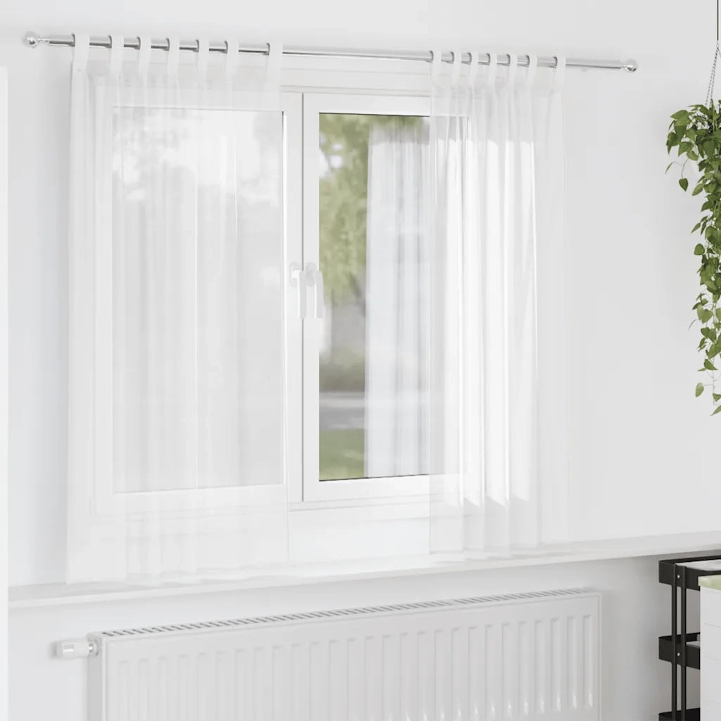 Tende in Voile con Passanti 2 pz Bianco 140x175 cm 4102332